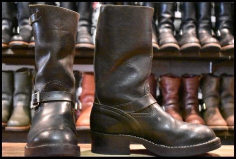 【7.5E 良品 旧ロゴ 98年】WESCO ウエスコ カスタムボス ブラック 黒 11インチハイト ビブラム435ダブル エンジニア ブーツ BOSS HOPESMORE