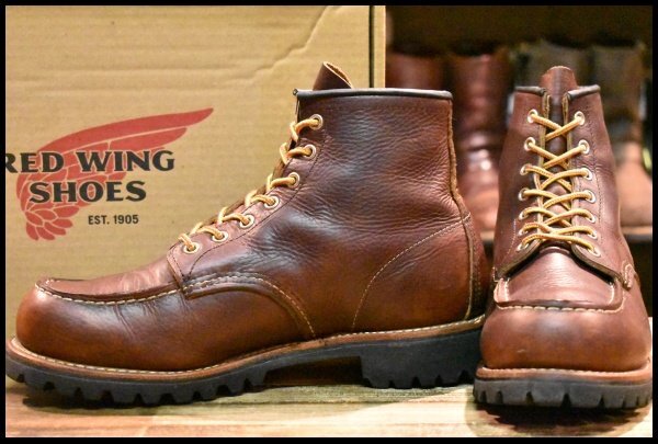 【8.5D 箱付 良品 15年】レッドウィング 8146 ビブラム RoughNeck ラフネック モックトゥ 茶 ラグソール ブーツ redwing HOPESMORE