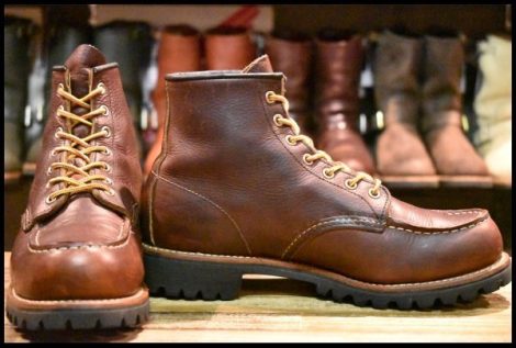 【8.5D 箱付 良品 15年】レッドウィング 8146 ビブラム RoughNeck ラフネック モックトゥ 茶 ラグソール ブーツ redwing HOPESMORE