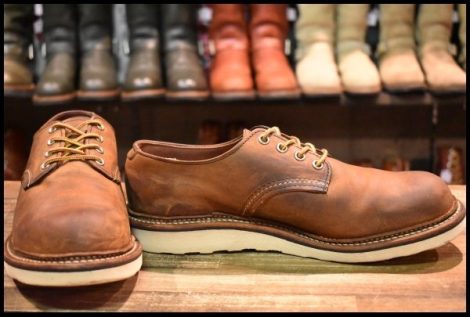 【9D 良品 17年】レッドウィング 8005 オックスフォード ラフ＆タフ 茶 プレーントゥ ラウンドトゥ 短靴 ブーツ redwing HOPESMORE