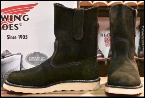 【6D 箱付 美品 09年】レッドウィング 8177 黒スエード ペコス ブラック ラフアウト プルオン ブーツ redwing pecos HOPESMORE