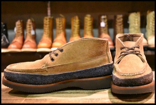 【8E 良品】RUSSELL MOCCASIN ラッセルモカシン スポーティングクレーチャッカ キャメル×ネイビー スエード ブーツ HOPESMORE