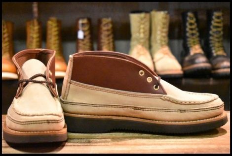 【8E 未使用】RUSSELL MOCCASIN ラッセルモカシン スポーティングクレーチャッカ バーラップ×ブラウン ビブラム2060 ブーツ HOPESMORE