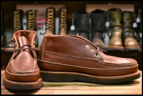 【8.5E 未使用】RUSSELL MOCCASIN ラッセルモカシン スポーティングクレーチャッカ ブラウン 茶 ビブラム2060 短靴 ブーツ HOPESMORE