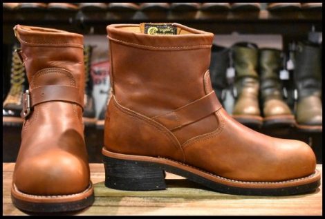 【8.5E 美品 黒タグ】Chippewa チペワ 1901M12 ショートエンジニア 7インチハイト タンレネゲード ブラウン 茶 ブーツ HOPESMORE