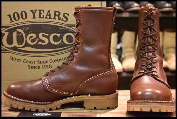 【9C 箱付 美品 19年】WESCO ウエスコ カスタムジョブマスター ブラウン 茶 10インチ ビブラム100ハニーソールシングル ブーツ HOPESMORE