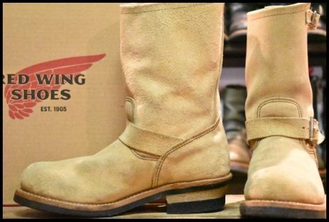 【7.5D 箱付 良品 18年】レッドウィング 8268 スエード エンジニア ホーソーン ラフアウト ベージュ ブーツ redwing HOPESMORE