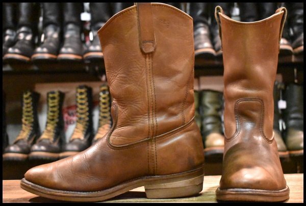 【8.5EE 中古 旧羽タグ】レッドウィング 1155 ペコス 茶 ブラウン ベルバリタン ロング プルオン ブーツ redwing pecos HOPESMORE