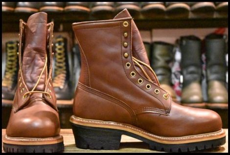 【7.5EE 箱付 DEAD PT99刺繍 03年】レッドウィング 4418 ロガーブーツ ブラウン スチールトゥ ロング シンサレート付き redwing HOPESMORE