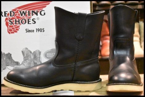 【9.5E 箱付 美品 07年】レッドウィング 8169 ペコス 黒 ブラッククローム プルオン クッションソール ブーツ redwing pecos HOPESMORE