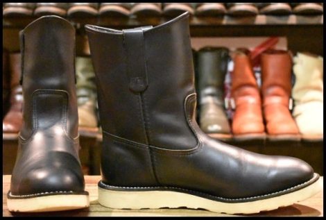 【9.5E 箱付 美品 07年】レッドウィング 8169 ペコス 黒 ブラッククローム プルオン クッションソール ブーツ redwing pecos HOPESMORE