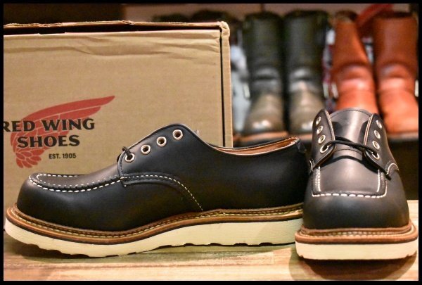 【8D 箱付 未使用 18年】レッドウィング 8106 オックスフォード 黒 ブラッククローム モックトゥ ローカット ブーツ redwing HOPESMORE