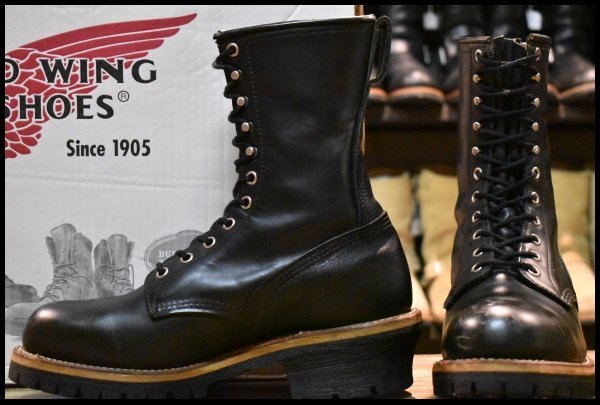 【8EE 箱付 良品 07年】レッドウィング 2218 ロガー 黒 ブラッククローム レースアップ ロング ブーツ redwing HOPESMORE