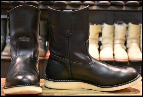 【9.5D 良品 12年】レッドウィング 8169 ペコス 黒 ブラッククローム クッションソール プルオン ブーツ redwing pecos HOPESMORE