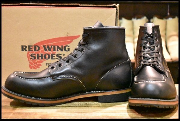 【12D 箱付 美品 10年】レッドウィング 9015 ベックマン 黒 ブラック フェザーストーン モックトゥ ブーツ redwing HOPESMORE