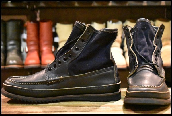 【9E 未使用】RUSSELL MOCCASIN ラッセルモカシン サファリPH ネイビー 紺 ダブルモカシン レースアップ ブーツ HOPESMORE