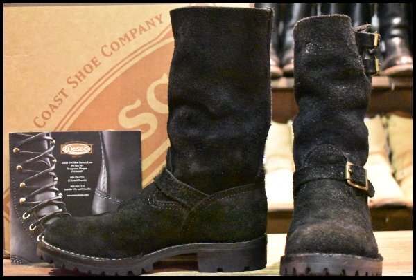 【8E 箱付 良品 13年】WESCO ウエスコ カスタムボス ブラックラフアウト 黒スエード ビブラム100 エンジニア ブーツ BOSS HOPESMORE