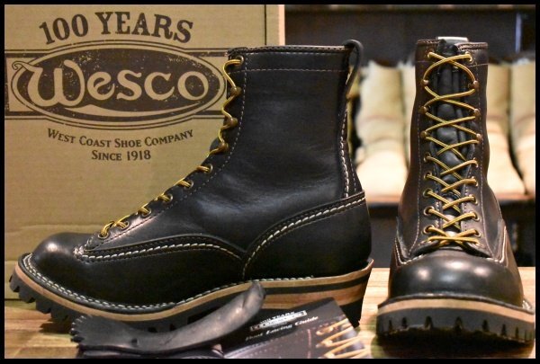 【7E 箱付 美品 22年】WESCO ウエスコ カスタムジョブマスターLTT 黒 ブラック ビブラム100シングル レースアップ ブーツ HOPESMORE