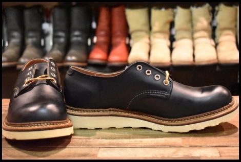 【9.5D 箱付 未使用 15年】レッドウィング 8002 オックスフォード 黒 ブラッククローム ローカット 短靴 ブーツ redwing HOPESMORE