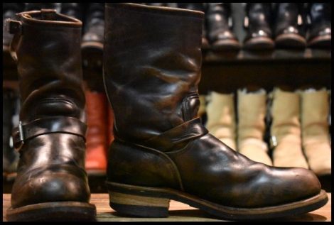 【8D 中古 PT91プリント 94年３月刻印】レッドウィング 2268 エンジニア 黒 ブラック クローム スチールトゥ ブーツ redwing HOPESMORE