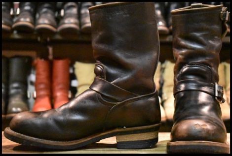 【8D 中古 PT91プリント 94年３月刻印】レッドウィング 2268 エンジニア 黒 ブラック クローム スチールトゥ ブーツ redwing HOPESMORE