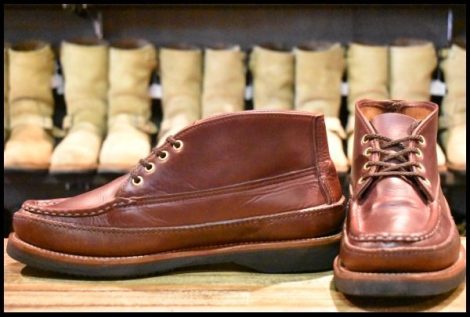 【9.5E 良品】RUSSELL MOCCASIN ラッセルモカシン スポーティングクレーチャッカ バーガンディ 短靴 ブーツ HOPESMORE