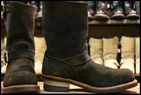 【8D 良品 10年】レッドウィング 8274 黒スエード エンジニア ブラック ラフアウト スチールトゥ プルオン ブーツ redwing HOPESMORE