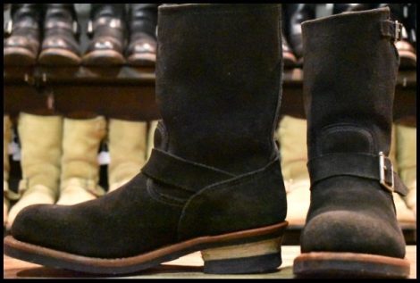 【8D 良品 10年】レッドウィング 8274 黒スエード エンジニア ブラック ラフアウト スチールトゥ プルオン ブーツ redwing HOPESMORE