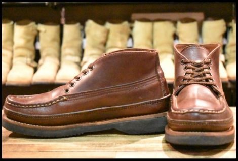 【8E 美品】RUSSELLMOCCASIN ラッセルモカシン スポーティングクレーチャッカ トリプルバンプ ブラウンクロムエクセル ブーツ HOPESMORE