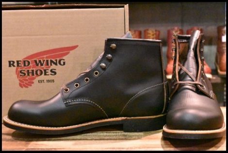 【9.5D 箱付 未使用 24年】レッドウィング 3345 ブラックスミス 黒 プレーリー プレーントゥ レースアップ ブーツ redwing HOPESMORE
