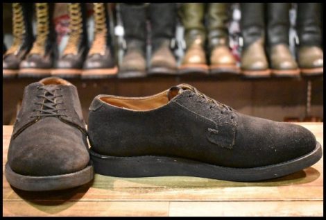 【8.5D 良品 18年】レッドウィング 9112 黒スエード ポストマン オックスフォード レースアップ ブラック ブーツ redwing HOPESMORE