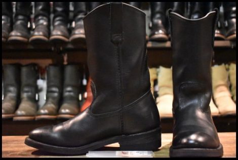 【7E 良品 08年】レッドウィング 8155 ペコス 黒 ブラッククローム プルオン ウエスタン ブーツ redwing pecos HOPESMORE