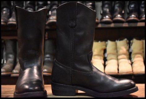 【7E 良品 08年】レッドウィング 8155 ペコス 黒 ブラッククローム プルオン ウエスタン ブーツ redwing pecos HOPESMORE