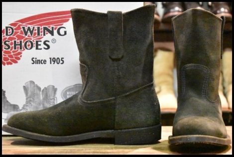 【8D 箱付 未使用 07年】レッドウィング 8186 黒スエード ペコス ブラック ラフアウト プルオン ブーツ redwing pecos HOPESMORE