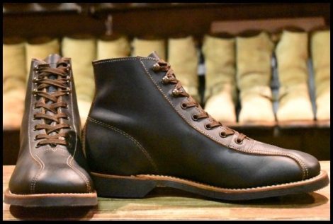 【8.5D 箱付 美品 18年】レッドウィング 8825 アウティング 黒 ブラック プレーリー 茶芯 先芯なし 編み上げ ブーツ redwing HOPESMORE