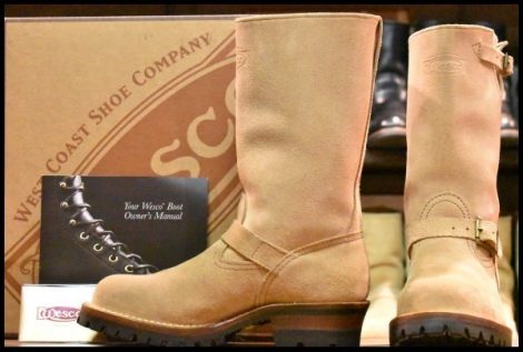 【8E 箱付 美品 12年】WESCO ウエスコ カスタムボス スエード エンジニア バーラップラフアウト ベージュ ビブラム100 BOSS ブーツ HOPESMO