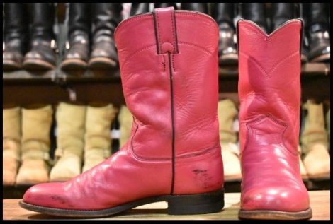 【8B 良品】JUSTIN ジャスティン ウエスタンブーツ L3779 ピンク ビンテージ ローパー リオスオブメルセデス HOPESMORE