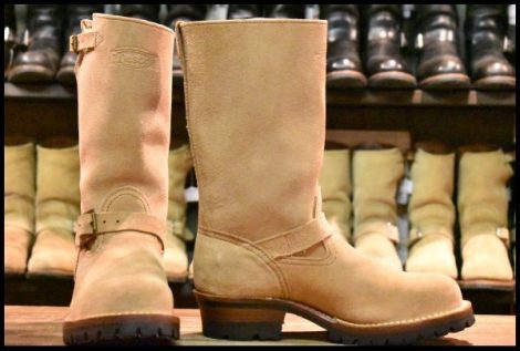【8E 箱付 美品 12年】WESCO ウエスコ カスタムボス スエード エンジニア バーラップラフアウト ベージュ ビブラム100 BOSS ブーツ HOPESMO