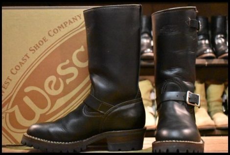 【7.5D 箱付 美品 14年】WESCO ウエスコ カスタムボス ブラックタイ 黒 ビブラム100シングル エンジニア ブーツ BOSS HOPESMORE