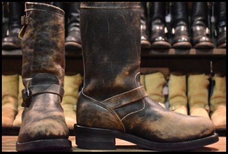 【9D 中古 PT83 黒タグ 94年】Chippewa チペワ 27866 エンジニア 黒 ブラック スチールトゥ プルオン ブーツ HOPESMORE