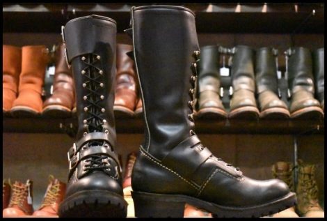 【8D? 良品】WESCO ウエスコ カスタムジョブマスターSLTT 黒 ブラック ビブラム100シングル 編み上げ ブーツ HOPESMORE