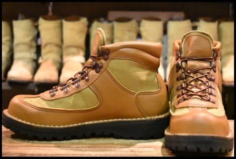 【7.5EE 美品 白タグ】Danner ダナー フェザーライト 20915X 茶 カーキ ゴアテックス GORE-TEX 編み上げ レースアップ ブーツ HOPESMORE