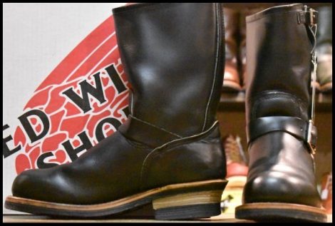 【7D 箱付 良品 PT99プリント 旧シルエット 03年】レッドウィング 2268 エンジニア 黒 ブラッククロームン ブーツ redwing HOPESMORE