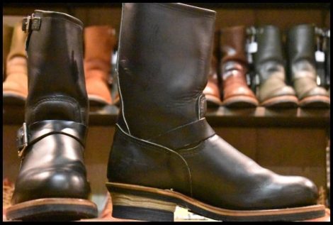 【7D 箱付 良品 PT99プリント 旧シルエット 03年】レッドウィング 2268 エンジニア 黒 ブラッククロームン ブーツ redwing HOPESMORE