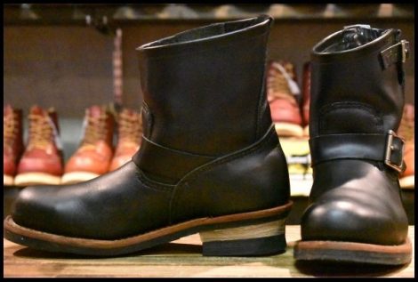 【8D 良品 09年】レッドウィング 2976 ショート エンジニア 黒 ブラッククローム スチールトゥ ブーツ redwing HOPESMORE