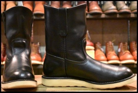 【8E 良品 10年】レッドウィング 8169 ペコス 黒 ブラッククローム プルオン クッションソール ブーツ redwing pecos HOPESMORE