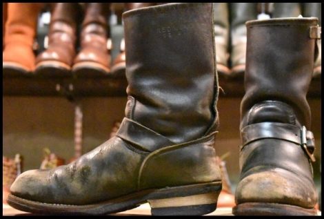 【7D ジャンク PT83 91年7月刻印】レッドウィング 2268 エンジニア ブーツ 黒 ブラック クローム スチールトゥ redwing HOPESMORE