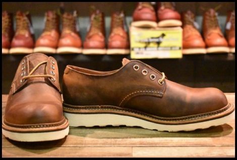 【7.5D 箱付 未使用 17年】レッドウィング 8005 オックスフォード ラフ＆タフ プレーントゥ 茶 短靴 ブーツ redwing HOPESMORE