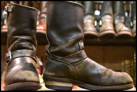 【7D ジャンク PT83 91年7月刻印】レッドウィング 2268 エンジニア ブーツ 黒 ブラック クローム スチールトゥ redwing HOPESMORE