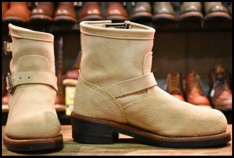 【7.5E 良品 黒タグ】Chippewa チペワ 1901M56 ショートエンジニア 7インチハイト サンドスエード ベージュ ブーツ HOPESMORE